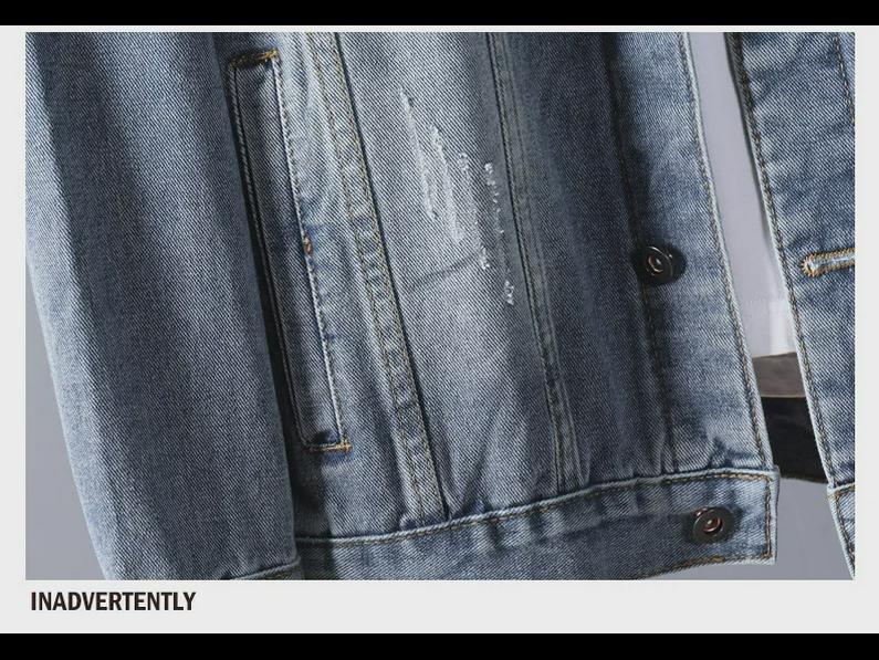 Мужская модная джинсовая куртка свободного кроя - коллекция весна/осень 2023 г., большой размер, высокое качество