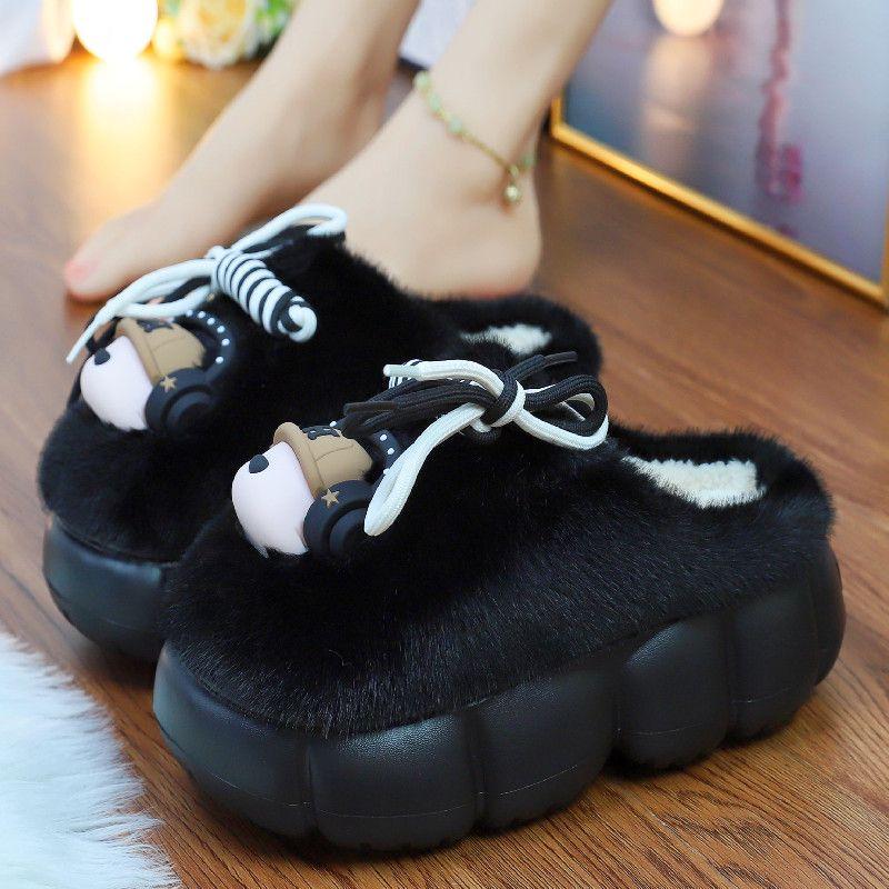 2024 новейшие тапочки из запутанной веревки белого цвета для дома с высоким каблуком, меховые шлепанцы, женские уличные теплые меховые тапочки, домашняя обувь