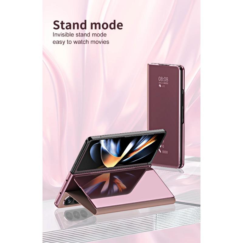 Магнитный пластиковый чехол для телефона Samsung Galaxy Z Fold 6 5 4 3 Fold6 Fold5 Fold4 Fold3 5G противоударный зеркальный кожаный чехол-держатель