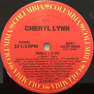 12-дюймовая пластинка CHERYL LYNN - Fidelity 12CXP05220 Columbia 1985 Канада Soul/Funk Б/у