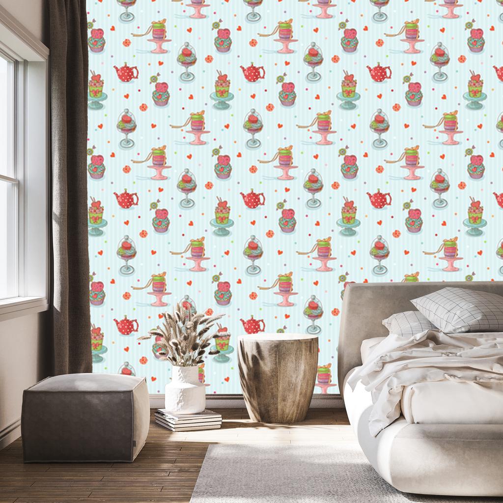 Colorful Pastries Wallpaper for Living Room and Bedroom 50x1000