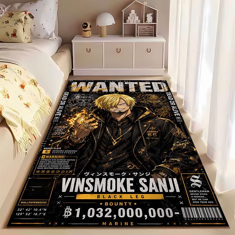 "Vinsmoke Sanji Wanted Poster" suitable as a non-slip mat for the living room or bedroom sofa