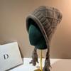 Russian Rabbit Velvet Warm Knitted Hat Winter Fringed Warm Soft Waxy Rabbit Fur Ear Protection Hat Outdoor Bag Head Wool Hat