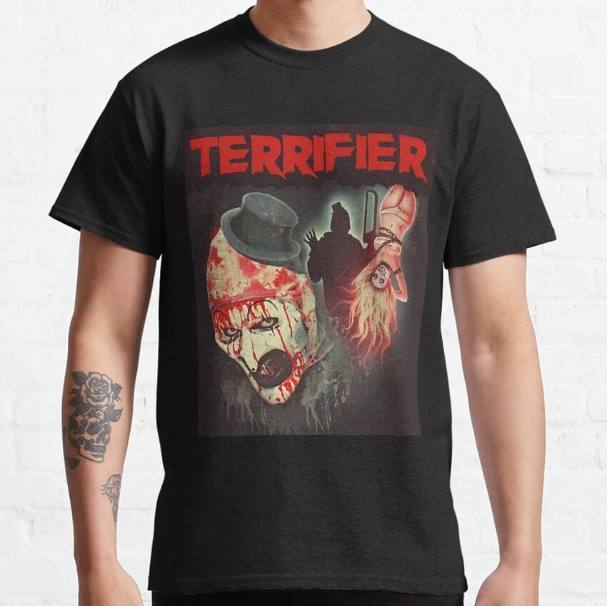 Винтажная футболка Terrifier для мужчин Фильм ужасов Страшный клоун QХэллоуин Фильм Terrifier 100% хлопок Печатные футболки Идея для подарка Топы