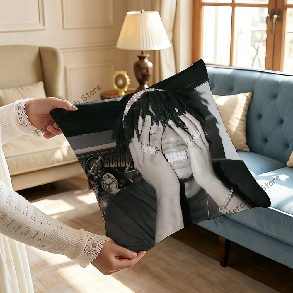 PPlayboi AM Music CCarti Pillow Covers Cartoon Sofa Decorative Home Doublesided Printing Short Plush Cute Cushion Cover
