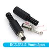 5PCS DC Power Connector pin 2.5x5.5mm Female Plug Jack + Male Plug Jack Socket Adapter PCB Mount DIY Adapter Connector 5.5x2.5