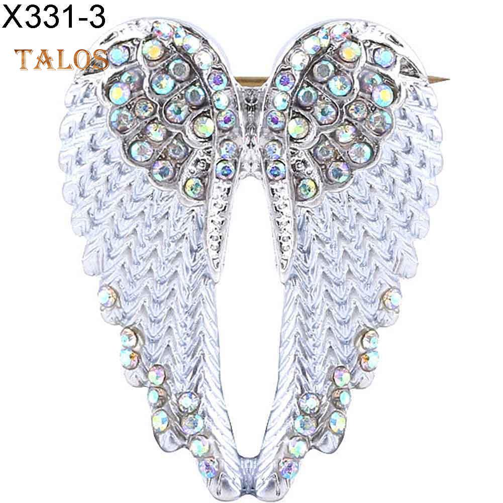 TJA Rhinestone Inlaid Angel Wing Brooch Pin Cardigan Scarf Corsage Badge Decor
