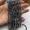 1String, Black Artificial Pearl 4-5mm, Dark Style Handmade Beads with Horizontal Hole Two-sided Light Crafts, DIY Jewelry Making Wedding Supplies 18cm