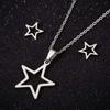 Small Cute Triple Star Necklace Earring Jewelry Set For Girls Tragus Piercing Stainless Steel Elegant Womens Necklaces Choker
