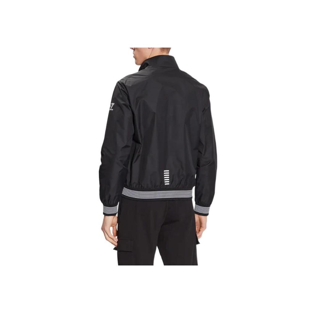 Emporio Armani Мужская куртка с воротником-стойкой на молнии с длинным рукавом, с принтом логотипа-буквы, Черный 3RPB11-PN27Z-1200
