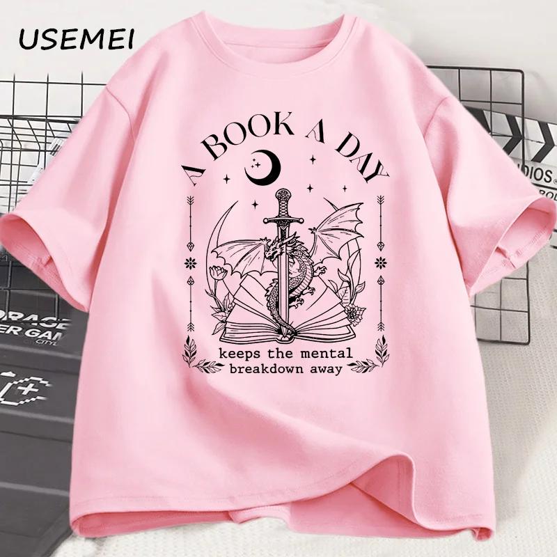 Dragon A Book A Day T Shirt Men Women Keeps The Mental Breakdown Away Tshirt Fantasy Book Lover Bookish Tshirt Reader Tees