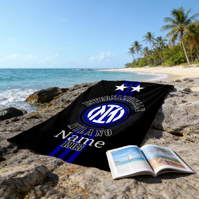 Custom Name Ultrasoft Beach Towel With Inter Milan Themeideal For Pool Camping Diving Perfect Travel Essential Vibrant Beach Towel