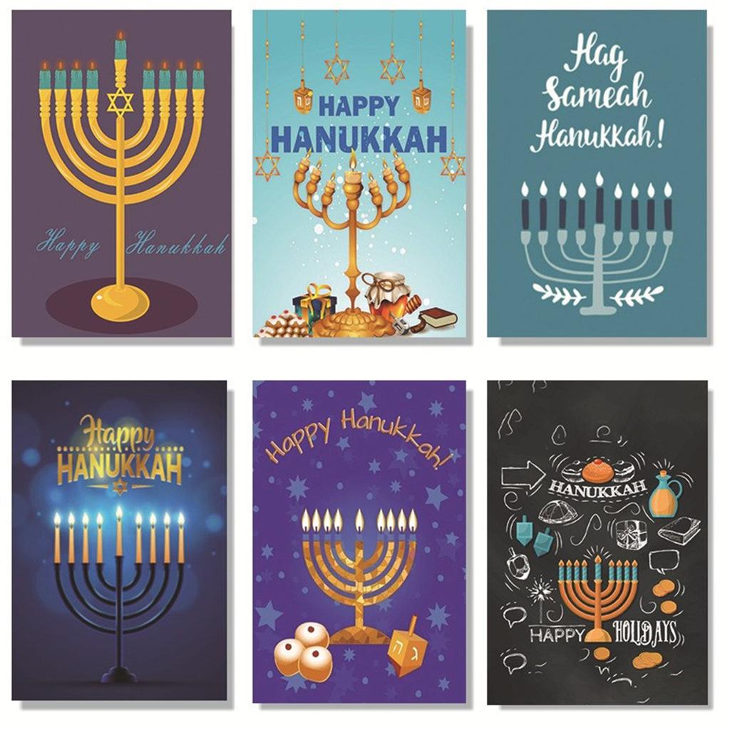 30Pcs Candle Candlestick Hanukkah Greeting Card with Envelopes Jewish Holiday for Men Women Jewish Invitation Notecard