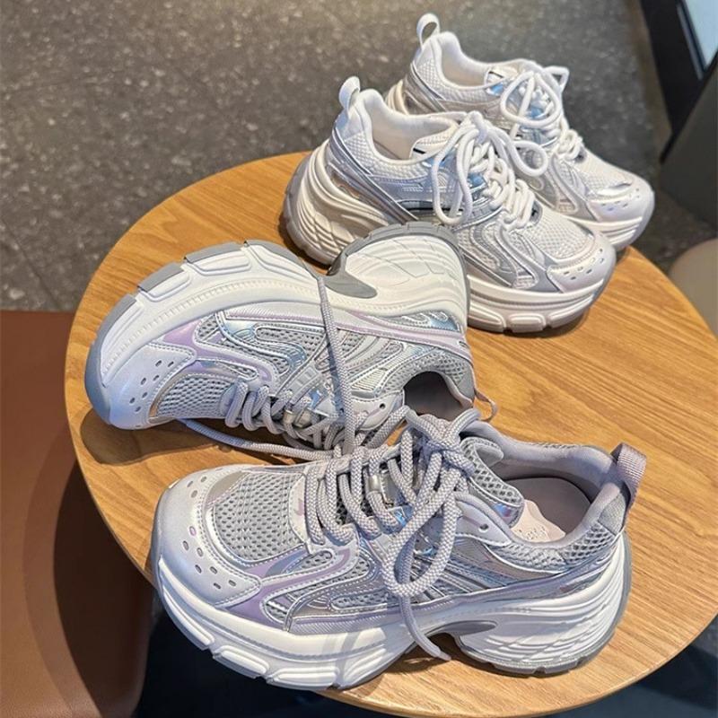 Женские кроссовки на высокой подошве, новые, жареные, уличные, ретро, дышащая сетка, легкие, повседневные, спортивные, модные