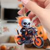 Halloween Car Ornament Cool Skeleton Acrylic Car Rearview Mirror Charm 2D Flat Skull Hanging Pendant for Car Interior Backpack Accessory