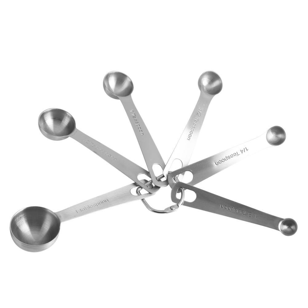 Набор мерных ложек из нержавеющей стали, 6 штук, для сухих и жидких ингредиентов