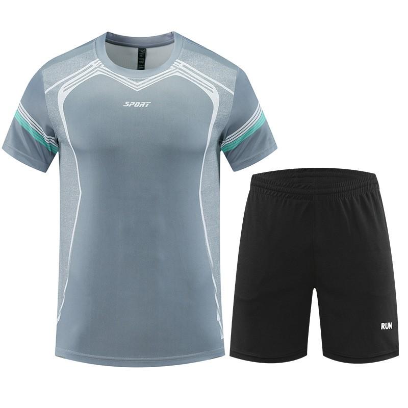 Mens Lightweight Quick-Dry Sport Set Short Sleeve T-Shirt Shorts Athletic Wear Breathable Gym Training Outfit