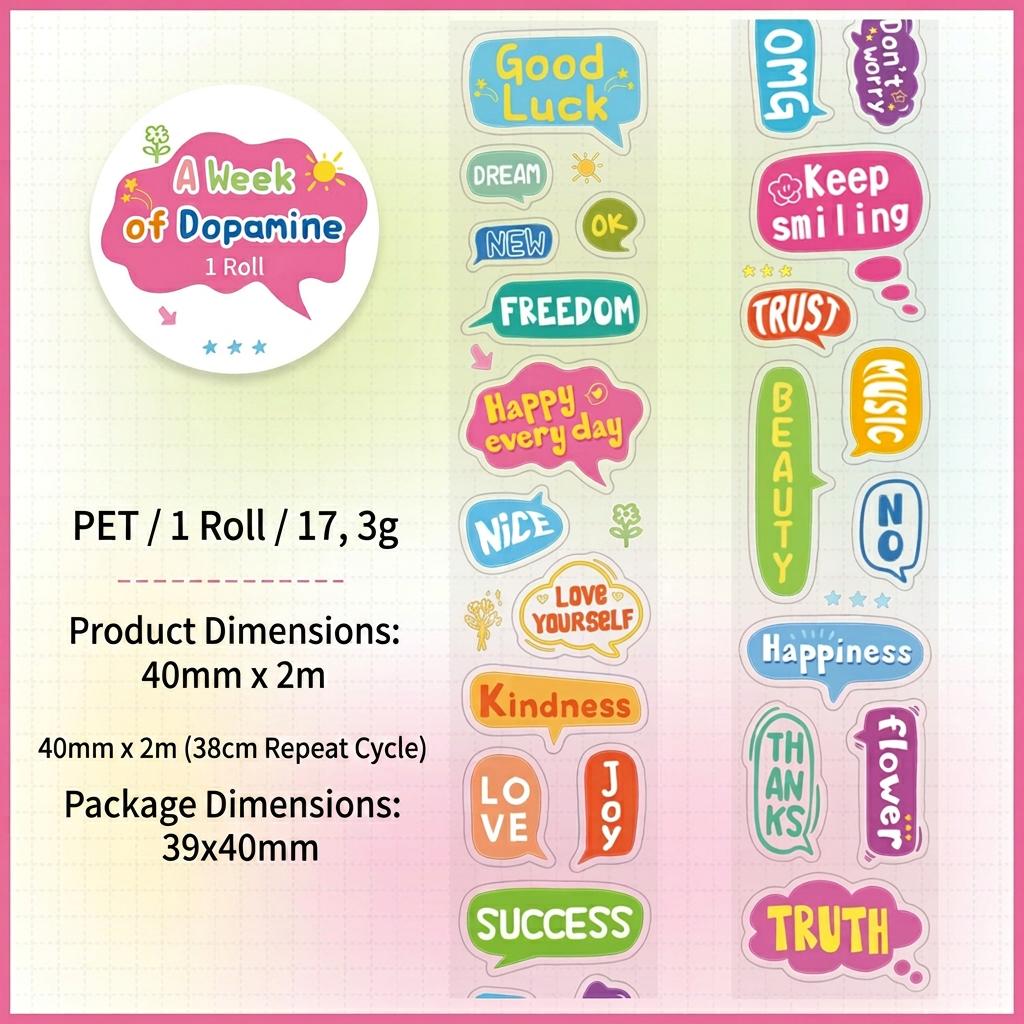 Alphabet Sticker Roll Transparent Die-Cut Pet Sticker Tape Pre-Cut Word Stickers Fun Scrapbooking Sticker Tape For Diary Planner