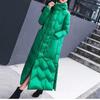 Women's Extra Long Retro Coat with Frog Button - New Version In White Duck Down, Chinese Ethnic Style