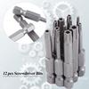 12pcs 1/4 Inch Shank 50mm Steel Magnetic Star Screwdriver Bits Set T5-T40