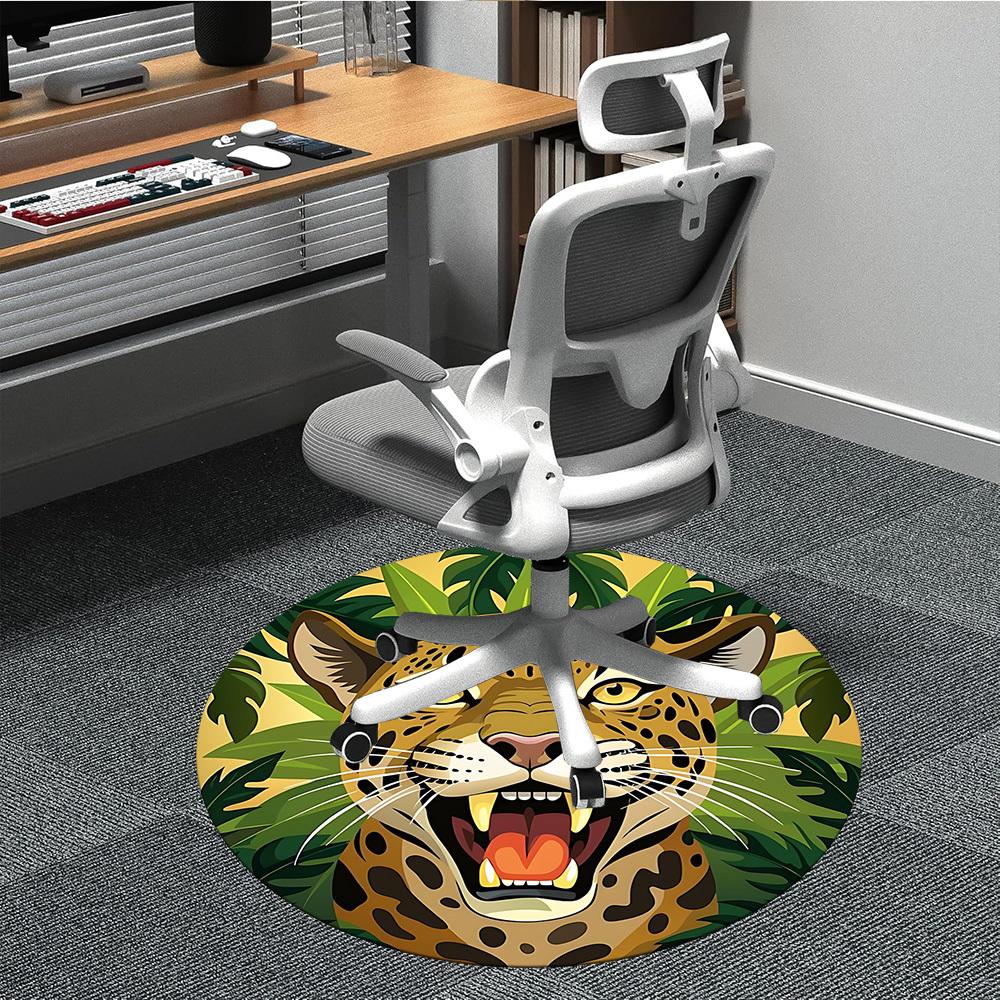 1pc Jaguar, Jungle Print Chair Carpet for Office, Soft Comfortable Mat For Office, Living Room, Bedroom, Machine Washable Carpet yy251112166