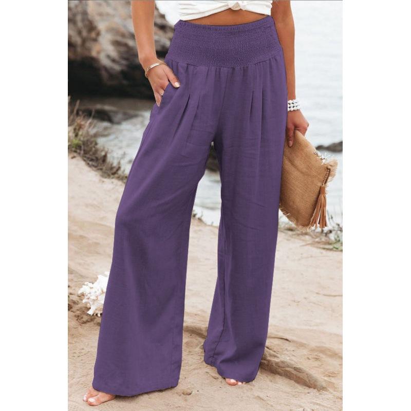 Women's Fashion Loose Casual Solid High Waist Wide Leg Pants Casual Pants