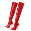 Fashion NEW  Fashion Striped 11CM Thin Heels Ladies Boots 2025 Spring Sexy Over-the-Knee Side Zipper Slip-On Pointed Toe Botas Shoes