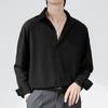 Muchiu Men's Wear Ice Silk Long Sleeve Shirt Men's Trendy Casual Handsome Inch Shirt Draped Loose High-Quality Shirt