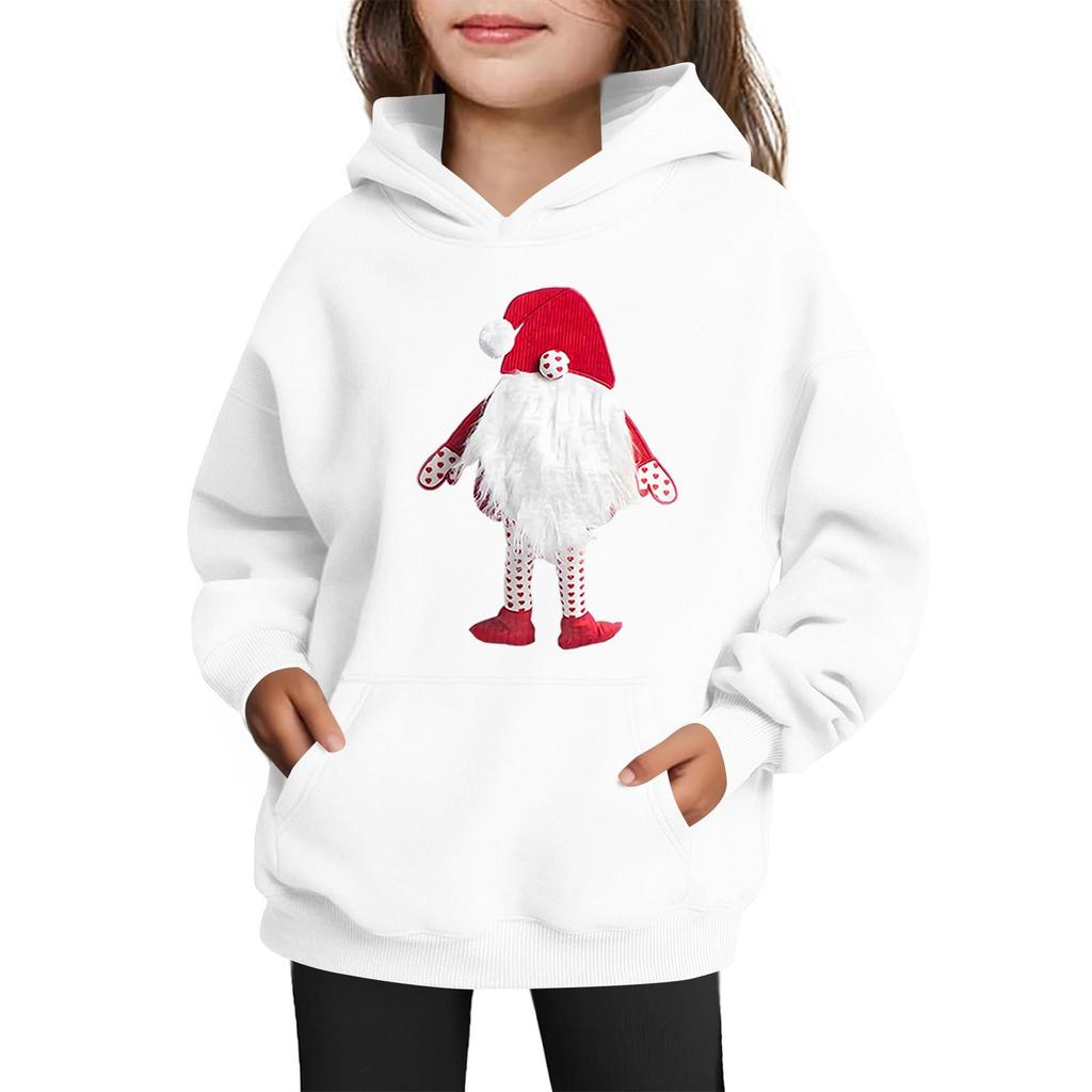 Толстовки для девочек-подростков Худи с длинным рукавом на шнурке Пуловер Милое принтованное Худи оверсайз Рождество