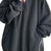 Fall Spring Men Hoodie Half Zipper Hooded Pockets Long Sleeves Loose Elastic Cuff
