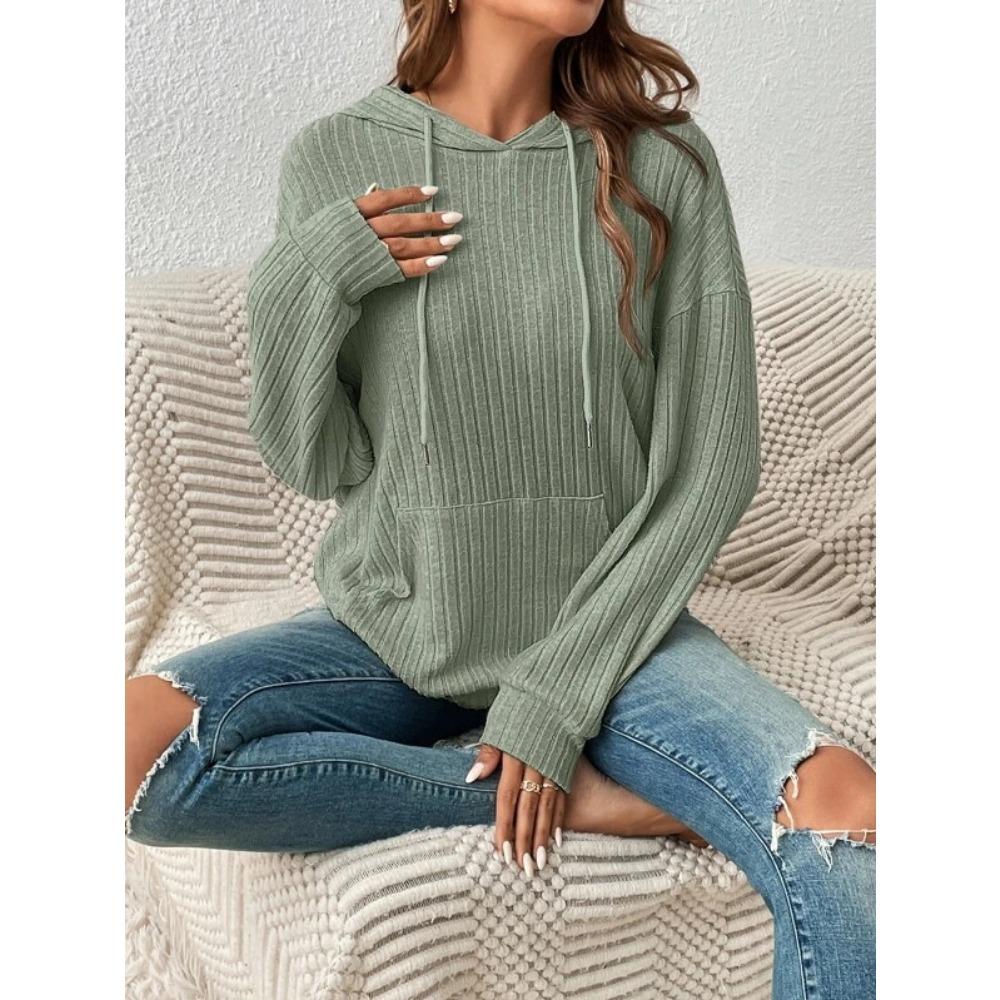 Women's Top Shirt Fall/Winter Long-Sleeve Shirt Knit Pullover Hoodie Pocket Sweatshirt