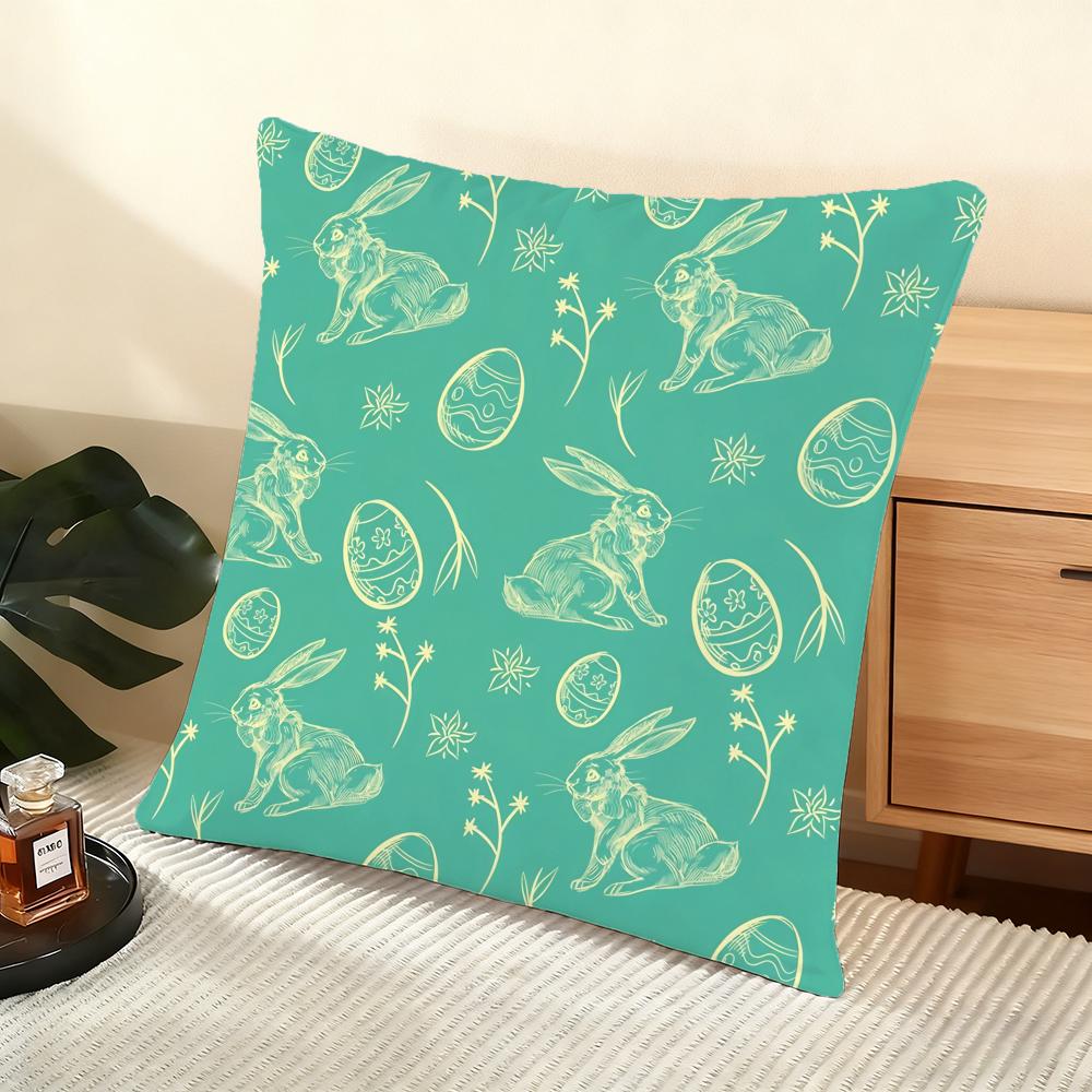 Easter Pattern Cushion Cover Soft Short Plush Pillow Cover Smooth Cozy Texture Aesthetic Cushion Case Home Decor