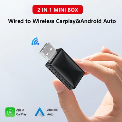 2 в 1 коробка с проводным подключением к беспроводному CarPlay и Android Auto 5 ГГц WiFi Bluetooth 5.0 Plug and Play с автоматическим подключением к 99% автомобилей
