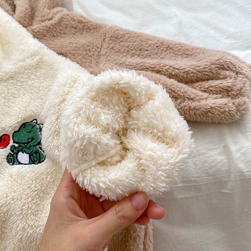 Cartoon Baby Romper Cute Dinosaur Bear Girls Onesie Cotton Hooded Long Sleeve Boys Bodysuit Autumn Winter Newborn Clothes