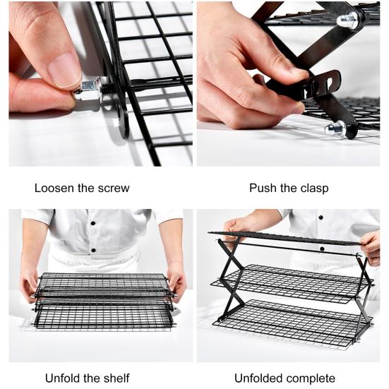 Yousheng Кухонная Стойка для Хранения Органайзер для Специй Прочная Конструкция Высокая Грузоподъемность Трехслойная Складная Охлаждающая Решетка Держатель для Хранения