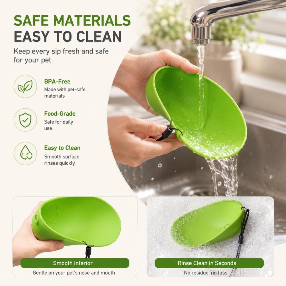 Dog Water Bottle Adapter, Silicone Portable Dog Water Dispenser with Foldable Pet Bowl Cap, Leakproof Travel Drinking Bowl for Standard Water Bottles