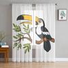 Милый тукан сидит на дереве, тюлевая занавеска для гостиной, прозрачная занавеска с балдахином для кухни, спальни, оконные шторы