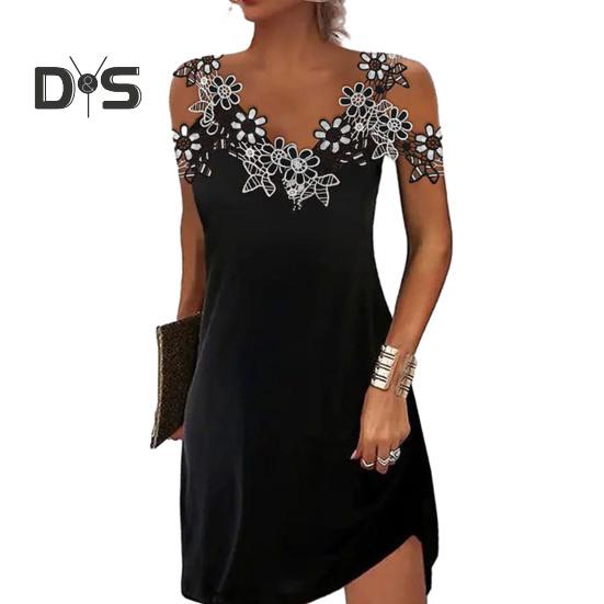 Женское летнее кружевное мини-платье на бретельках с v-образным вырезом и открытыми плечами без рукавов, облегающее короткое платье, уличная одежда