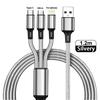1-4Pcs 3 In 1 USB Charger Fast Charging Cable Type C Micro IOS Multi Charger Cable for iPhone Huawei Samsung Nylon Braided Cord
