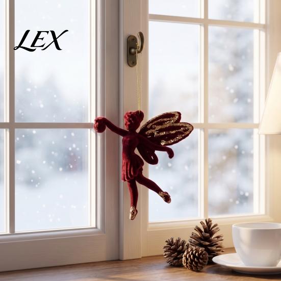 Indoor Christmas Tree Ornament Set Flocked Ornaments with Gold Edging, Retro Red Velvet Hanging Lightweight Decoration, Elk Gingerbread Man Pendants,