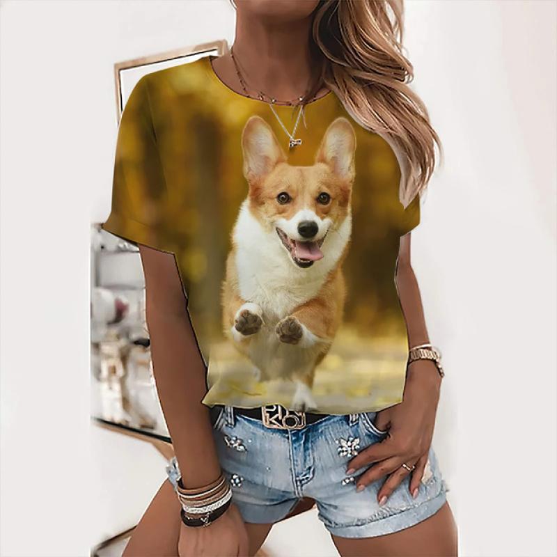 Милые топы с собаками, женская праздничная футболка с надписью «Love Dog Day», модная футболка с животным принтом, женская футболка Kawaii, летняя повседневная одежда с круглым вырезом