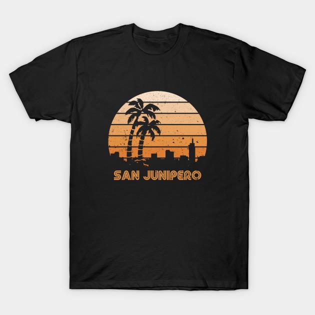 Asian Size Men Black Print T-shirt Retro Junipero No-Cut Heat Transfer Print Cotton Tshirt