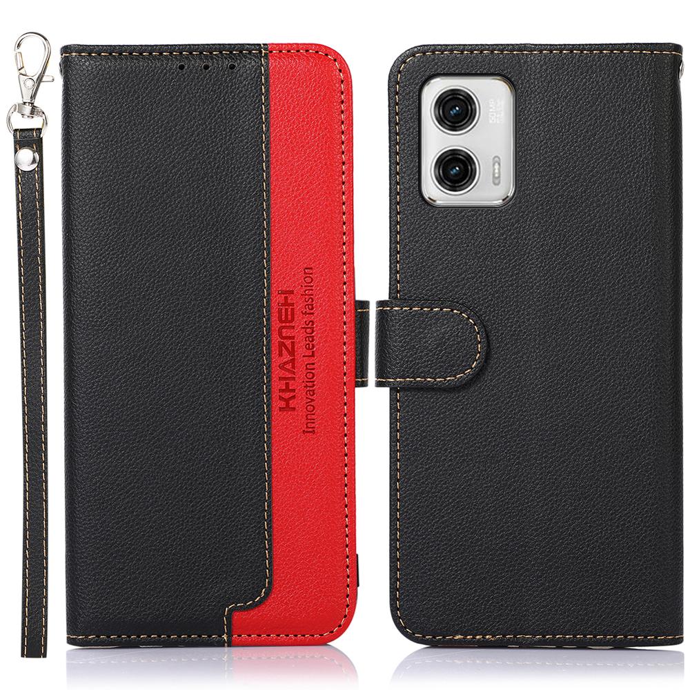 KHAZNEH For Motorola Moto G73 5G RFID Blocking Phone Case Litchi Texture Stand Wallet Phone Leather Cover