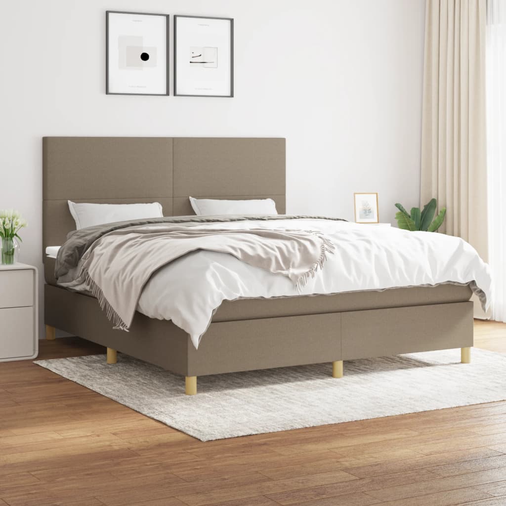 Vidaxl Континентальная кровать с матрасом, цвет тауп, ткань, 180x200 см