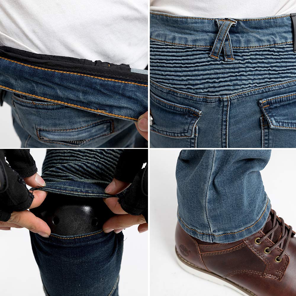 RENHE Мотоциклетные джинсовые брюки для езды с защитой от истирания, гоночный размер для и зимы, мужские брюки, протекторы, устойчивые, брюки прямого кроя, синие, 1, средний,