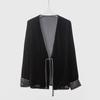 Women's Silk Velvet Cardigan: Chinese Mulberry Silk, One-Button, Loose Fit, Long Sleeve, Tea Wear
