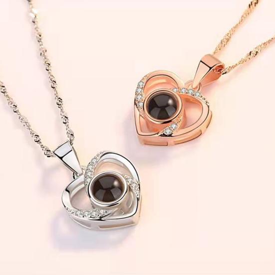 Picture Necklace Personalized Photo Projection Necklace Memorial Valentine's Day Birthday Gifts for Wife Girlfriend