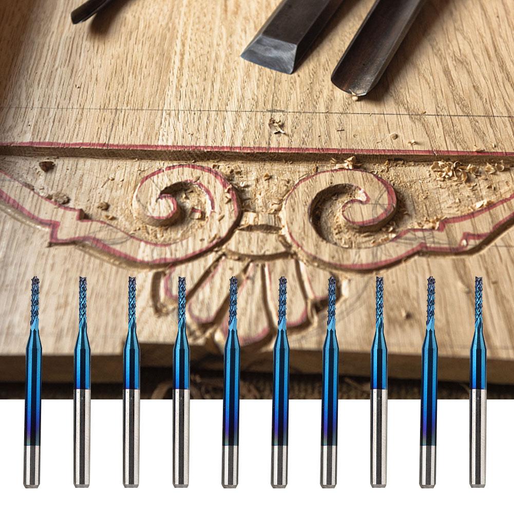 10 шт. твердосплавных фрезерных резцов Blue Corn End Mill Engraving Bit для станков с ЧПУ PCB (1.5mm)