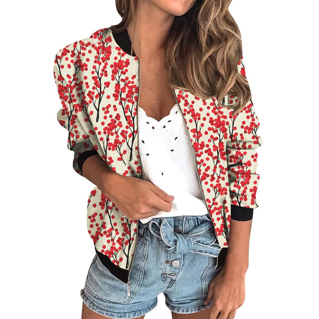 20256 autumn women's jacket zipper short 3D printing painted pattern women's fashion single item one generation