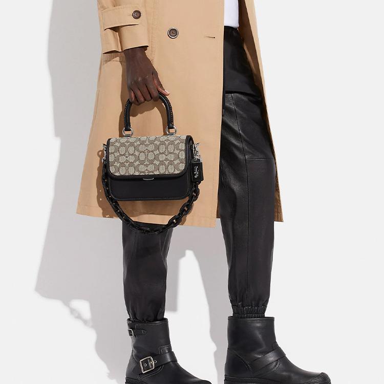 Новая тканевая сумка через плечо COACH Rogue из перчаточной кожи, сумка-кроссбоди, женская сумка-тоут, цвет тауп и черный CA215-LHUW7